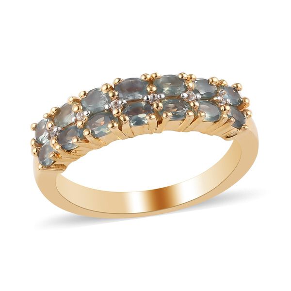 Alexandrit und Zirkon Half Band Ring 925 Silber Gelbgold Vermeil image number 5