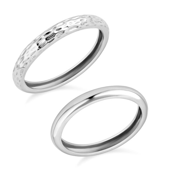 Royal Bali Kollektion- 2er Set geh&auml;mmerte strukturierte Ringe
