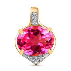 Sunset Triplett Quarz und weißer Zirkon Anhänger, ca. 3,05 ct.