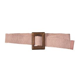 Elastischer Gürtel mit Holzschnalle, Rosa