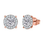Moissanit Ohrringe 925 Silber 750 Roségold Vermeil ca. 1,81 ct.