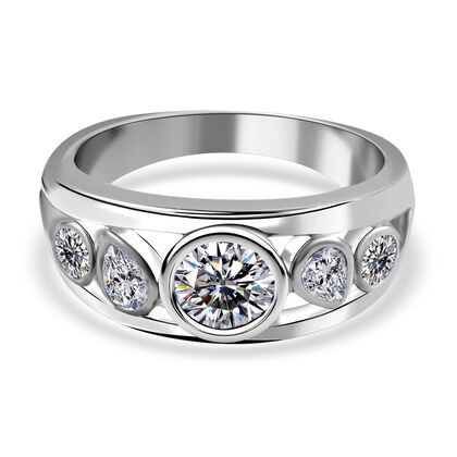 Lustro Stella - Weißer Zirkonia Ring, 925 Silber platiniert, ca. 1,96 ct