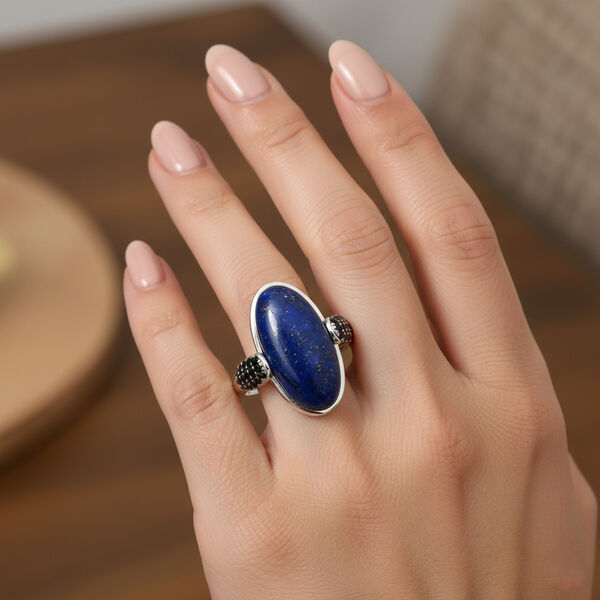 EVER TRUE Lapislazuli, Schwarzer Spinell Ring 316L Edelstahl (Gr&ouml;&szlig;e 17.00) ca. 11,59 ct image number 3