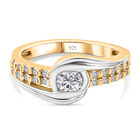 88 Facetten Moissanit Ring 925 Silber Bicolor (Größe 16.00) ca. 0,40 ct