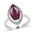 Rubin Afrikanisch und Diamant Halo Ring 925 Silber Platin-Überzug image number 6