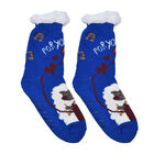 2er-Set - 2 Paar rutschfeste Haus Socken mit warmem Sherpa Futter, Einheitsgröße Weihnachtsmotiv, Rot und Blau  image number 4
