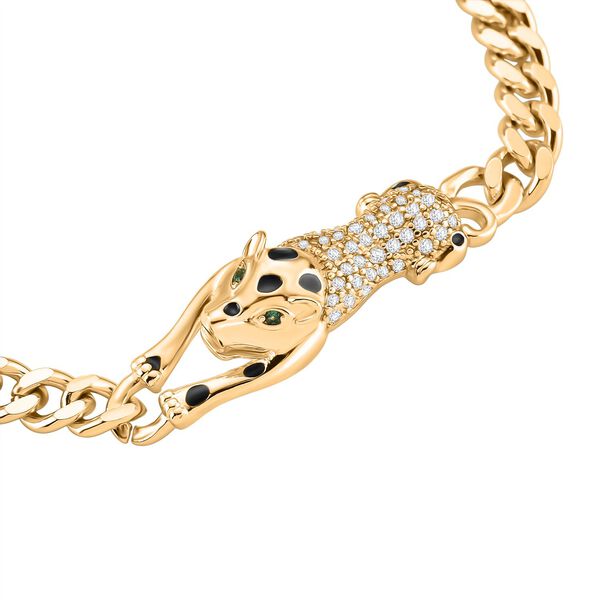 Weißes Zirkonia und grünes Nanokristall 18+4cm Armband in Goldton image number 4