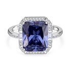 LUSTRO STELLA - Blauer Saphir-farbener Zirkonia, Weißer Zirkonia Ring 925 Silber rhodiniert (Größe 18.00) 11.70 ct