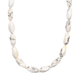 Weißer Howlit Halskette ca. 50 cm Nickelfreies Messing platiniert ca. 180.00 ct