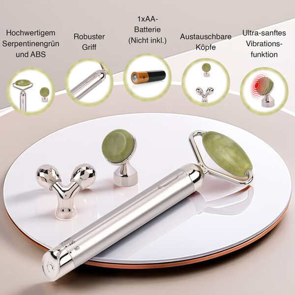 Serpentinengrün Gesichtsroller-Massagegerät mit Doppelkopf 2 Kugeln zur Hautstraffung und -festigung image number 3