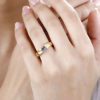 Tansanit Ring, 925 Silber, 750 Gelbgold Vermeil (Gr&ouml;&szlig;e 20.00) ca. 0.31 ct