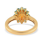 Salamanca Feueropal und sambischer Smaragd-Halo Ring, 925 Silber vergoldet (Größe 16.00) ca. 1,00 ct image number 5