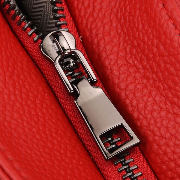 Echtleder-Crossbody-Bag im Trapez-Design, 32x12x19 cm, Rot image number 5