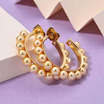 Goldene Muschelkernperle (5-7 mm) Ohrringe, 316L Edelstahl, vergoldet