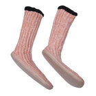 1 paar rutschfeste und gestrickte Hausschuhe mit Fellfutter, Größe S, Rosa
