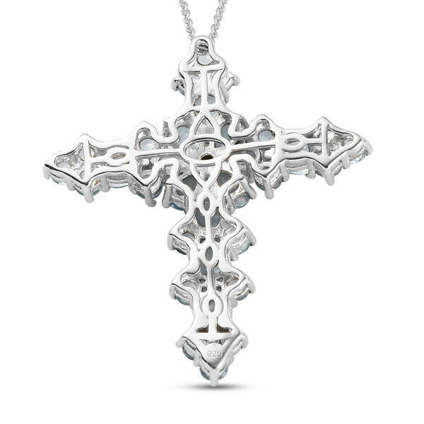 Himmelblauer Topas Kreuz-Anh&auml;nger mit Kette, ca. 5,93 ct image number 5