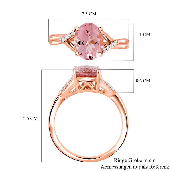 LUXORO zertifiziert und gepr&uuml;ft AAA Rosa Morganit und Diamant Ring in 417 Ros&eacute;gold - 3,50 ct. image number 6