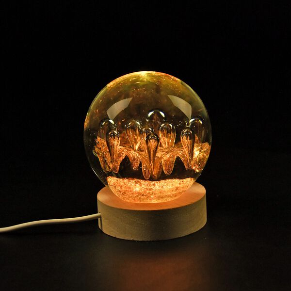 Glasball mit LED-Lichtbasis &ndash; Gold image number 1