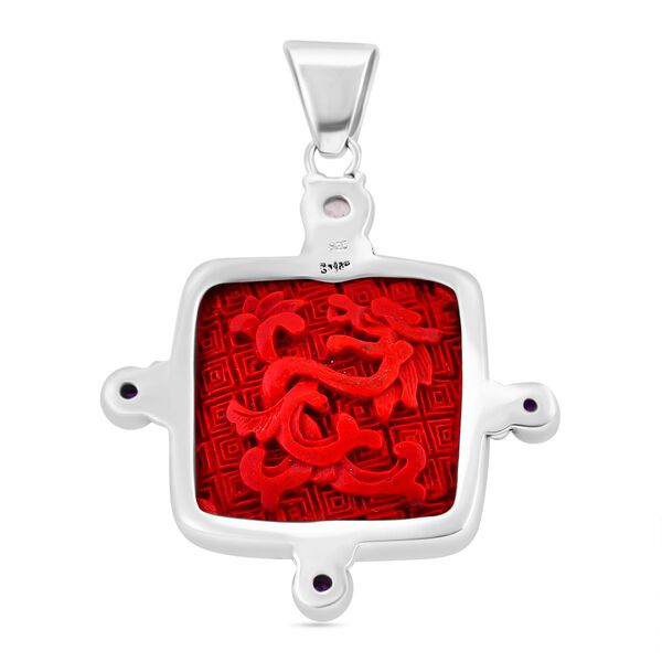 Mexikanische Zinnober, Regenbogen Mondstein Anh&auml;nger 925 Silber ca. 35,08 ct. image number 4