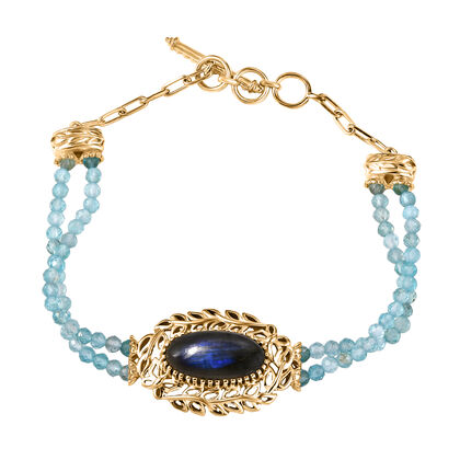 EVER TRUE AAA Labradorit, Apatit Armband ca. 19 cm Nickelfreies Messing ca. 22,64 ct.