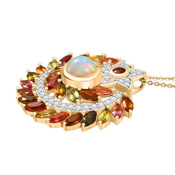 D'Joy AA Nat&uuml;rlicher, &auml;thiopischer Welo Opal, Multi Turmalin und Zirkon Anh&auml;nger mit 50cm Kette - 5,54 ct.