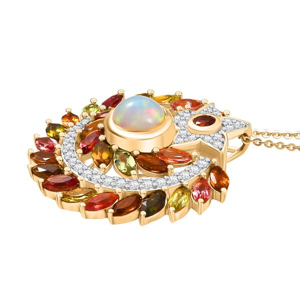 D'Joy AA Natürlicher, äthiopischer Welo Opal, Multi Turmalin und Zirkon Anhänger mit 50cm Kette - 5,54 ct. image number 4