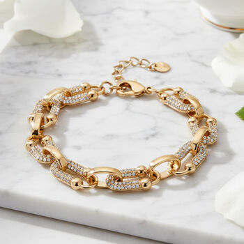 Wei&szlig;er Zirkonia Armband ca. 18 cm + 2.5 cm Extender, Nickelfreies Messing