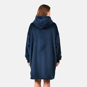 Kuschelige, einlagige Hoodie-Decke aus 230gsm Flanell, Einheitsgr&ouml;&szlig;e, L&auml;nge 124cm, Blau