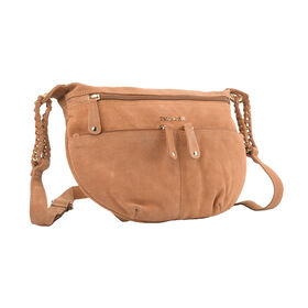 Crossbody Tasche aus 100% echtem Leder, Gr&ouml;&szlig;e 33x3,8x25,4 cm, Hellbraun