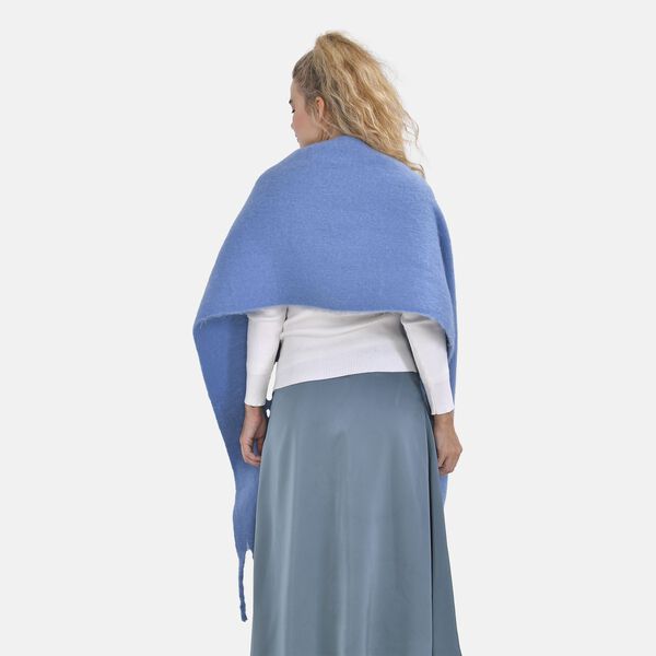 Oversized Damen Winterschal mit Fransen, Blau image number 2