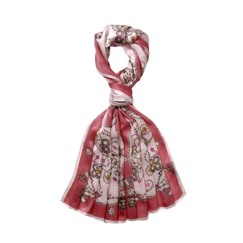 LA MAREY - Seidenschal aus 100% Maulbeerseide, rosa Kettenmuster image number 0