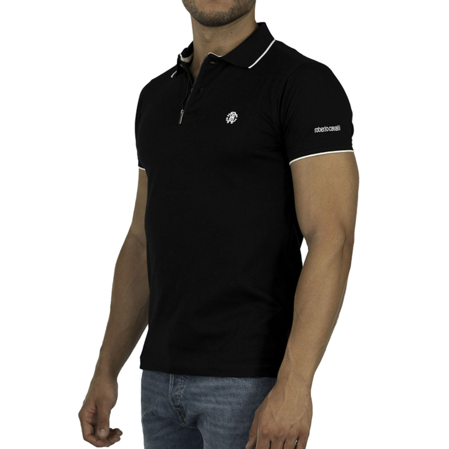 ROBERTO CAVALLI Poloshirt aus 100 Baumwolle Schwarz SHOPLC