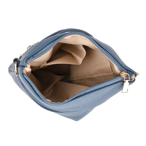 Crossbody-Tasche mit gemustertem Schulterriemen und vielen Fächern, 23×26 cm, Blau image number 4