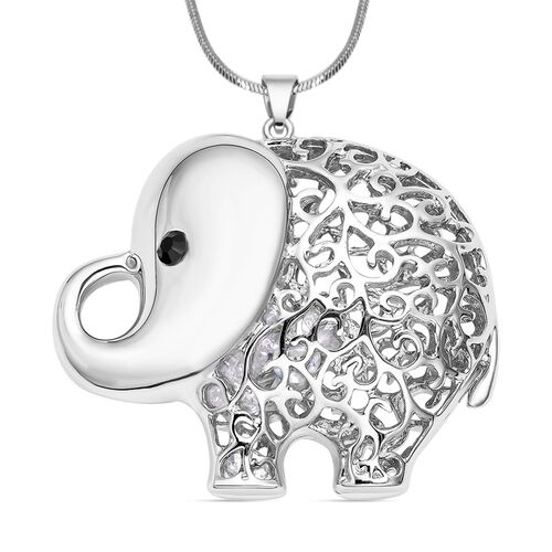 Weißer und schwarzer Kristall-Elefant-Anhänger mit Kette - 10,10 ct. image number 0