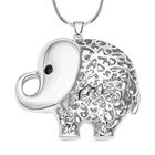 Weißer und schwarzer Kristall Elefant-Anhänger mit Kette, silberfarben