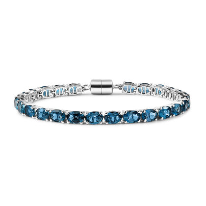 EXKLUSIVES ANGEBOT London Blau Topas Armband ca. 20 cm 925 Silber rhodiniert ca. 25.35 ct