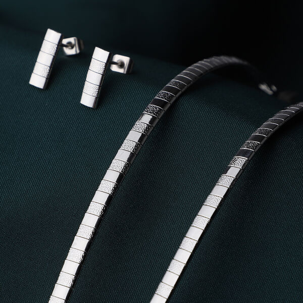 3er-Set, Halskette, Armband und Ohrringe in Silberton image number 2