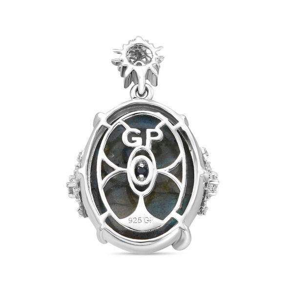GP Spezial Kollektion AAA Labradorit, Wei&szlig;er Zirkon Anh&auml;nger, 925 Silber rhodiniert ca. 19.37 ct image number 4