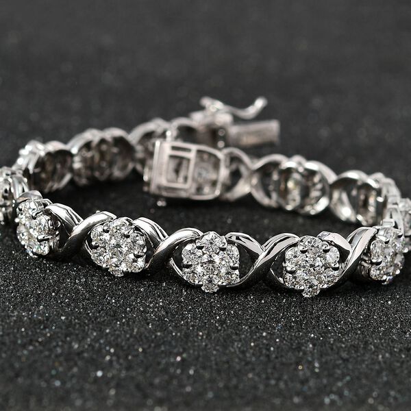 Moissanit-Blütenzauber Armband in Infinity-Design, ca. 19 cm, 925 Silber platiniert, ca. 10.97 ct image number 2