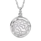 Weißer Kristall Anhänger mit Kette, Silberfarben