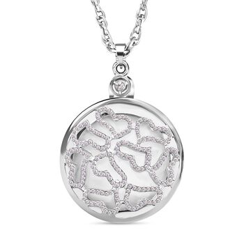 Wei&szlig;er Kristall Anh&auml;nger mit Kette, Silberfarben