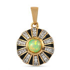 Natürlicher, äthiopischer Opal und Zirkon-Anhänger, 925 Silber vergoldet ca. 0,98 ct