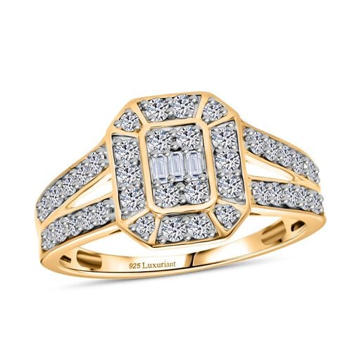 LUXURIOUS DIAMOND -Lab Grown Diamant SI Ring 925 Silber 750 Gelbgold Vermeil (Größe 21.00) ca. 1.00 ct image number 2