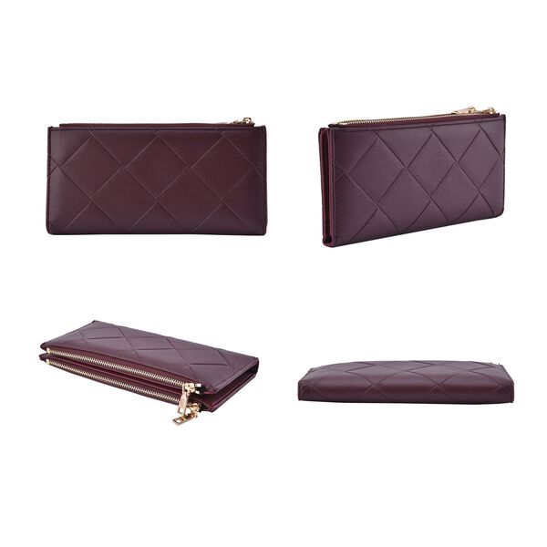 Brieftasche aus Kunstleder mit RFID Schutz, 19x19,5 cm, Burgunder image number 2