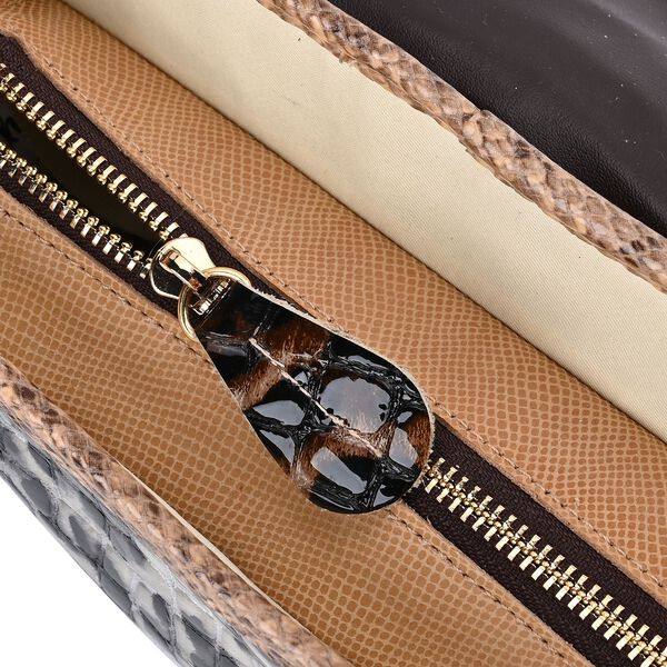 Chaos by Elsie- Crossbody Tasche aus Echtleder mit RFID Schutz und Leopardenmuster, Kaffee image number 6