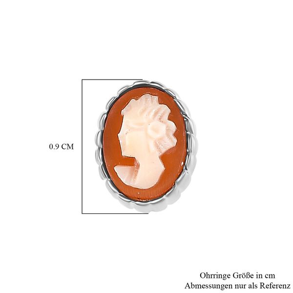 Italienische Kamee Ohrringe aus Conch-Muschel in Silberton image number 5
