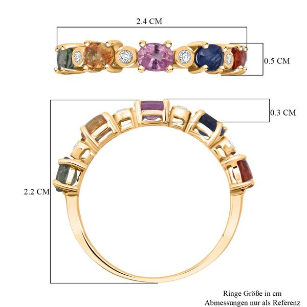 D'Joy AA Mehrfarbiger Saphir, Blauer Saphir Ring 925 Silber vergoldet (Gr&ouml;&szlig;e 20.00) ca. 1.26 ct image number 6