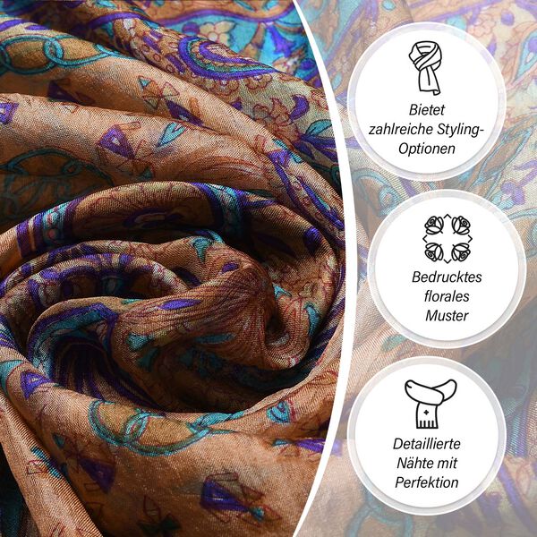Luxuri&ouml;ser Seidenschal mit Paisleymuster, 100%  feinste Seide, Gold image number 3
