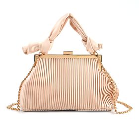 Plissiertes Design Crossbody Bag mit Knotenhenkel, 23 x 10 x 15 cm, Gold