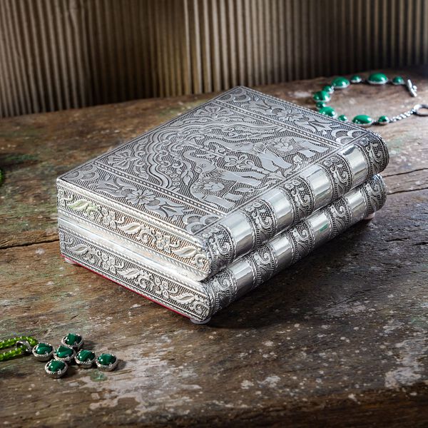 Handgefertigtes, Aluminium-Schmuckk&auml;stchen, silber, Elefantenpr&auml;gung image number 2